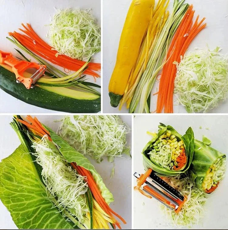 Pelador multifuncional 2-en-1 + Juego De 6 Cuchillos De Cocina Profesionales