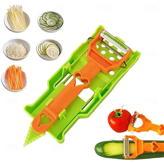 Pelador multifuncional 2-en-1 + Juego De 6 Cuchillos De Cocina Profesionales